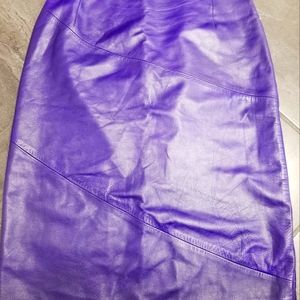 Purple Leather Skirt - Siena - Size 10